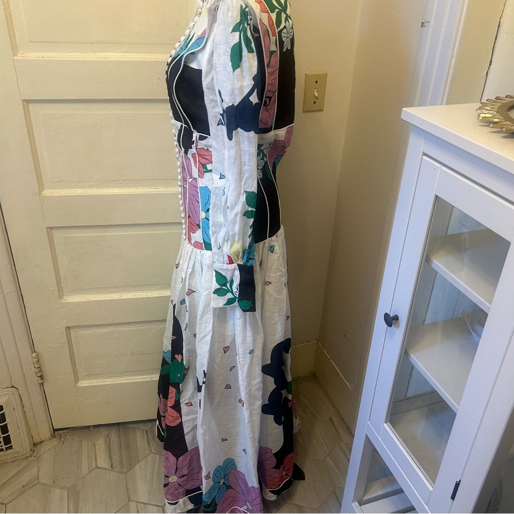 Mackenzie Mode Button Me Up Maxi Long Sleeve Linen Dress Art to Wear Boho - Picture 9 of 15